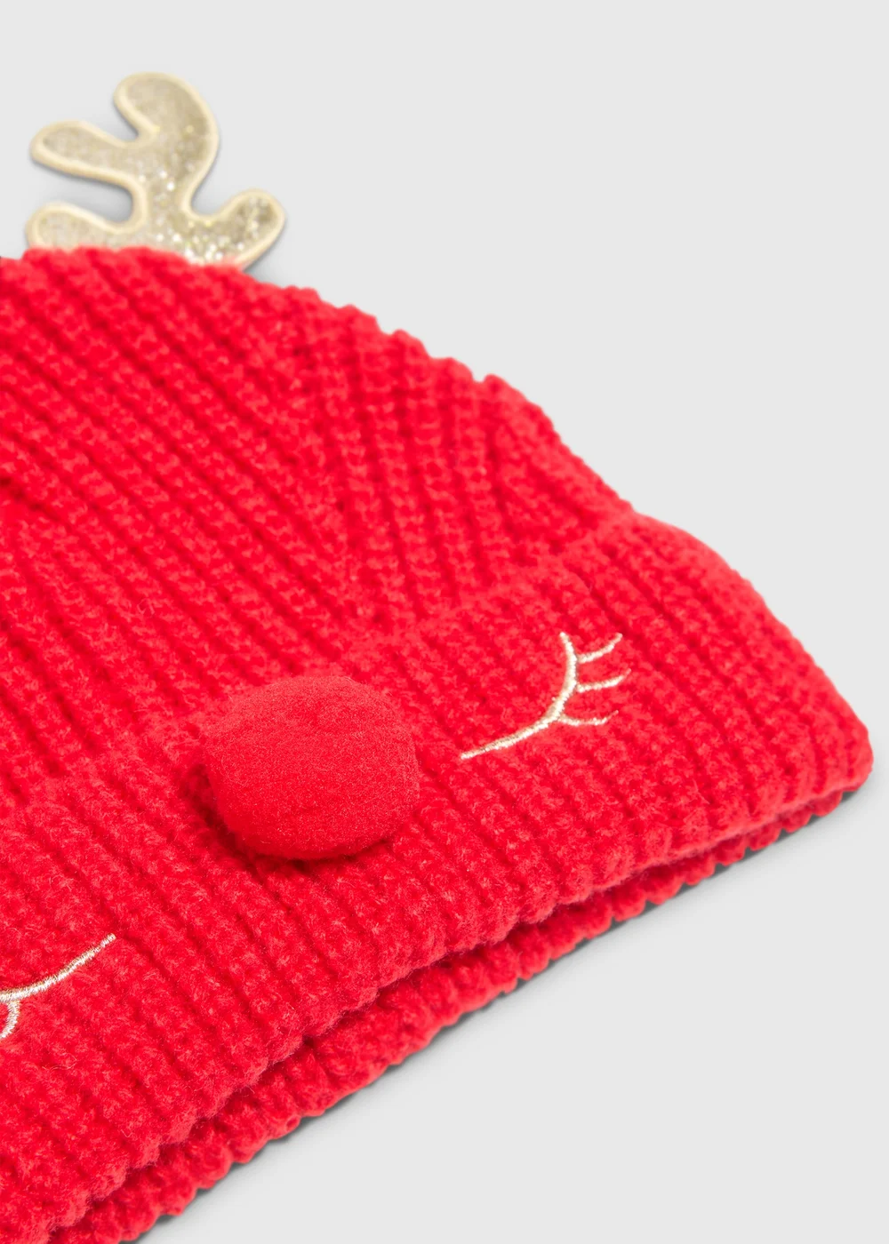 Christmas Kids Red Reindeer Beanie (3-13yrs) - Age 3 - 6 Years Image 2