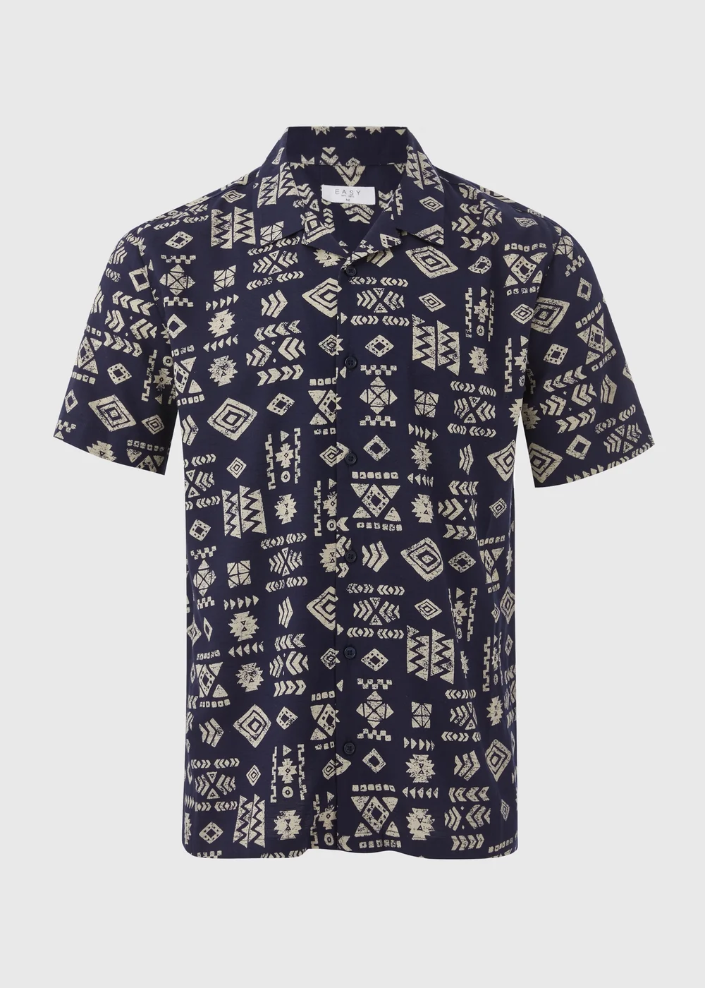 Navy Printed Viscose Shirt - S Image 5