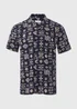 Navy Printed Viscose Shirt - S Image 5