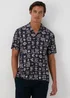 Navy Printed Viscose Shirt - S Image 1