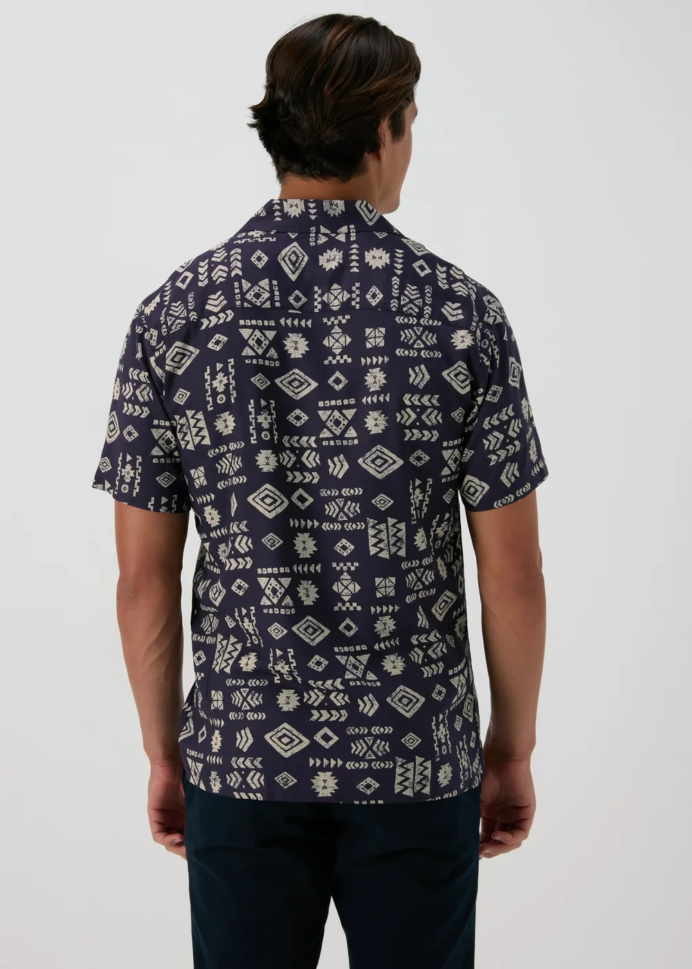 Navy Printed Viscose Shirt - S Image 2