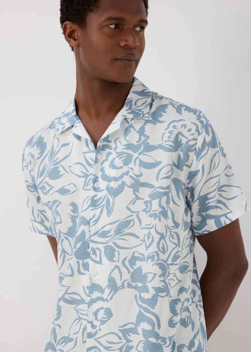 White Floral Viscose Shirt - S Image 3