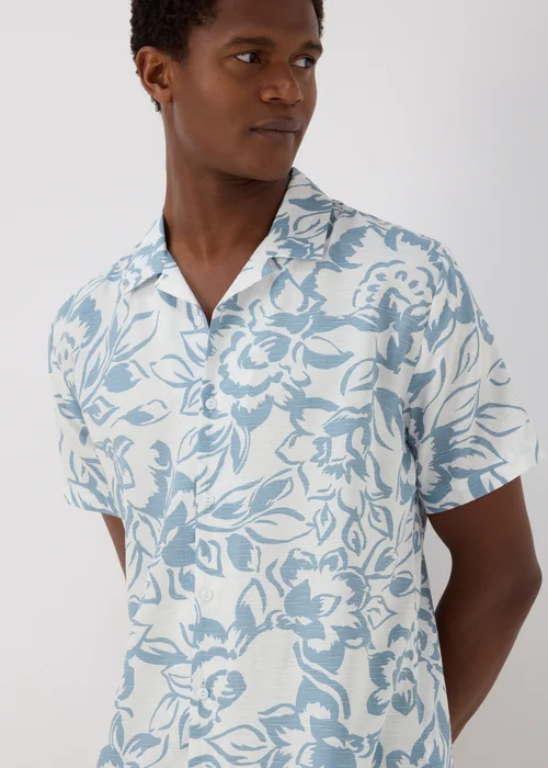 White Floral Viscose Shirt - S Image 3