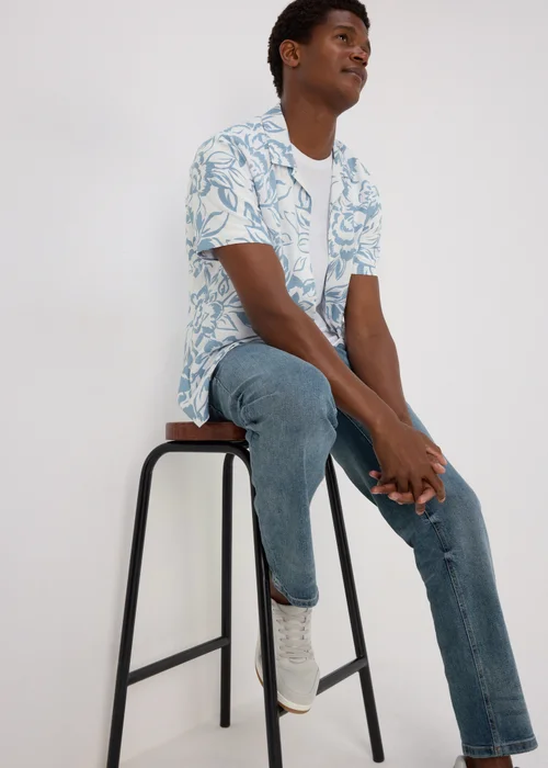 White Floral Viscose Shirt - S Image 4