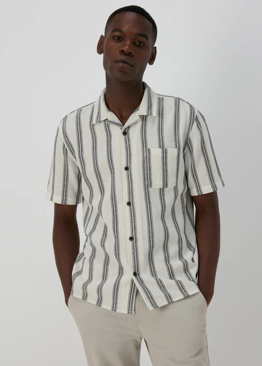 Ecru Stripe Cheesecloth Shirt - S Image 3