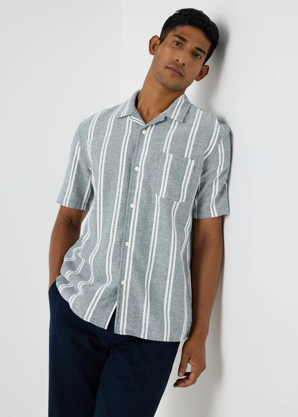 Navy Stripe Cheesecloth Shirt - S Image 1