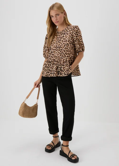 Brown Leopard Print Tie Front Top - 8 Image 4