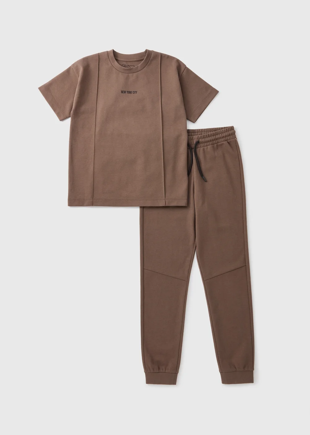 Boys Brown Top & Jogging Bottoms Set (7-15yrs) - Age 7 Years Image 1