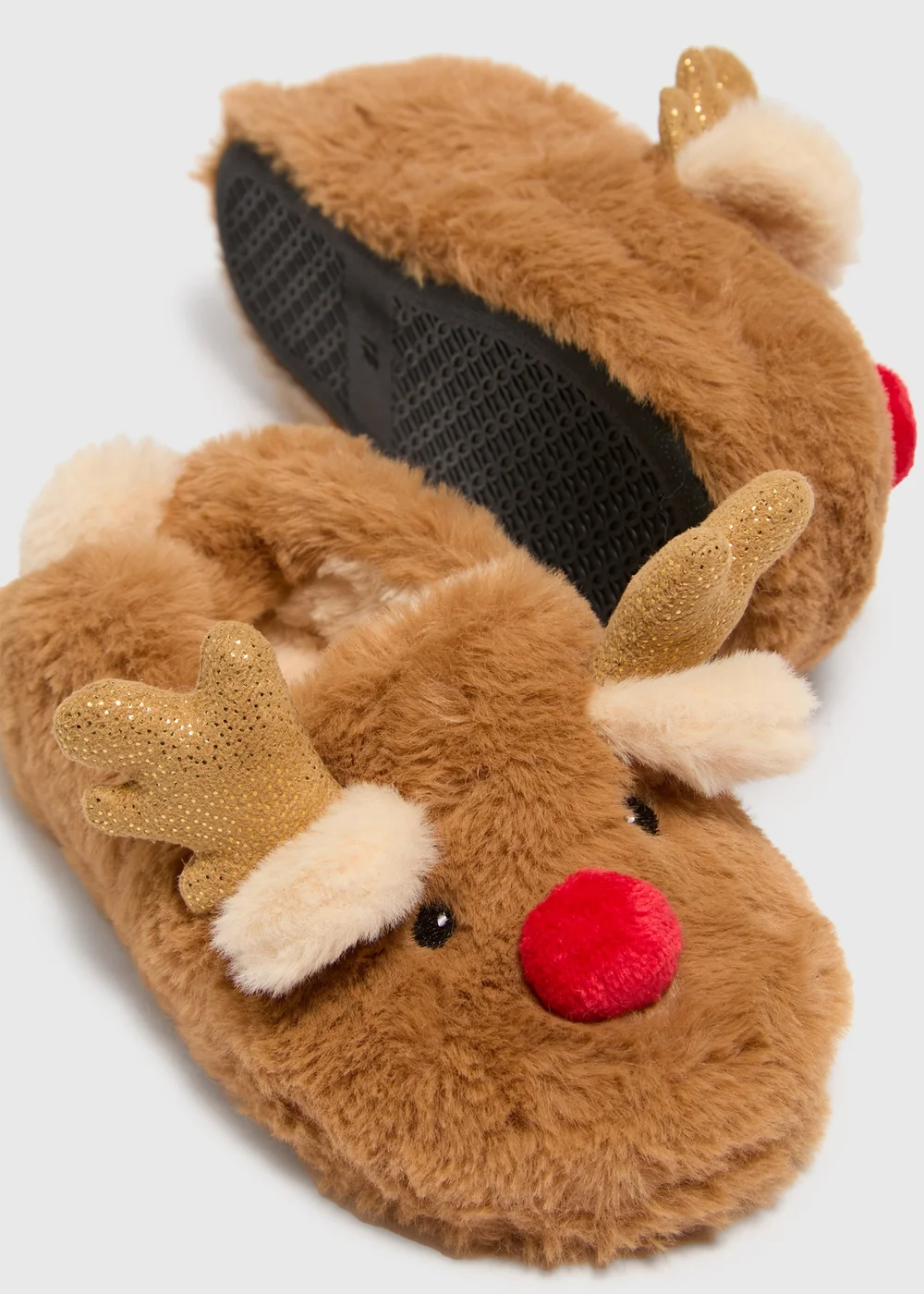 Kids Beige Christmas Reindeer A-Line Slipper (Younger 4-Older 5) - Size 1 Image 2