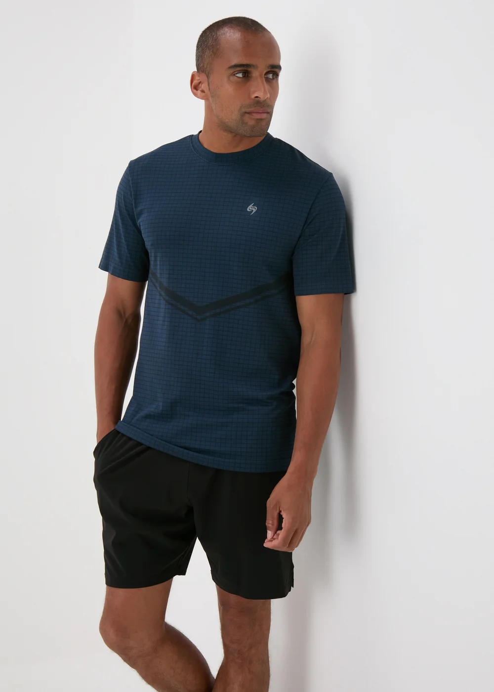 Souluxe Indigo Textured Grid T-Shirt - XS Image 2