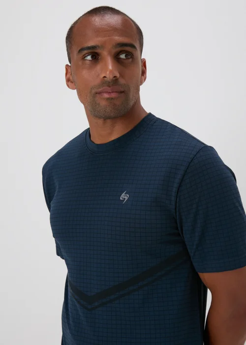 Souluxe Indigo Textured Grid T-Shirt - XS Image 1