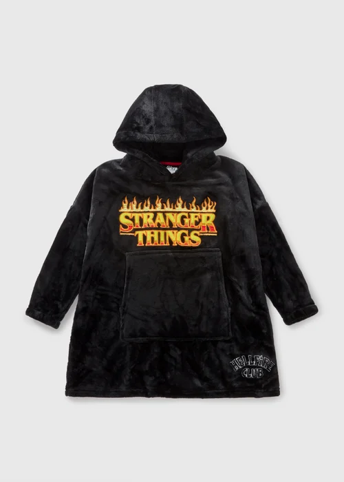 Stranger Things Boys Black Snuggle Hoodie (3-13yrs) - Medium Image 1