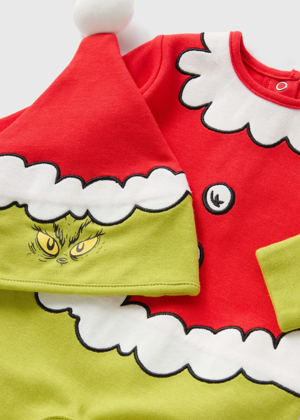 Grinch Baby Red Sleepsuit & Hat Set (Newborn-18mths) - Age 0 - 3 Months Image 2