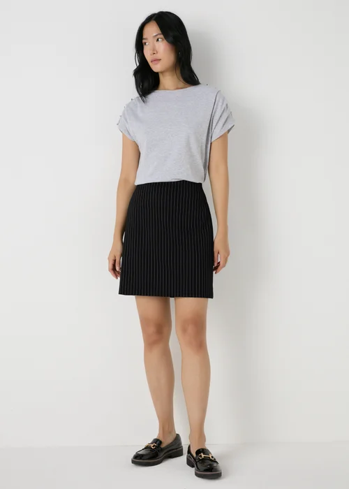Et Vous Black Stripe Ponte Mini Skirt - Size 8 Image 1
