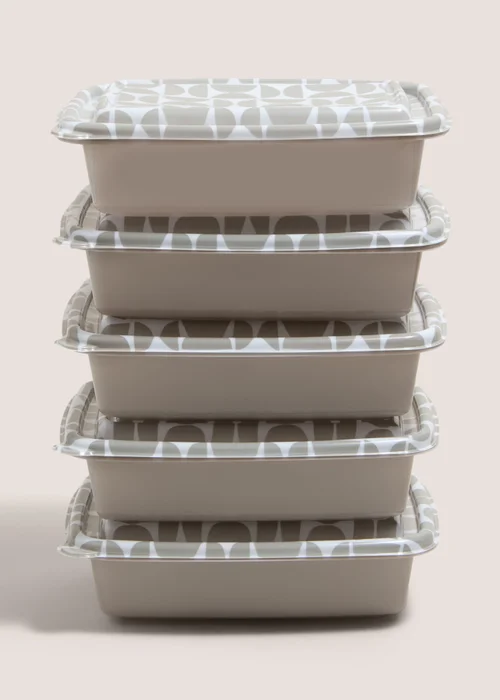 5 Pack Souluxe Grey Food Prep Boxes Image 1