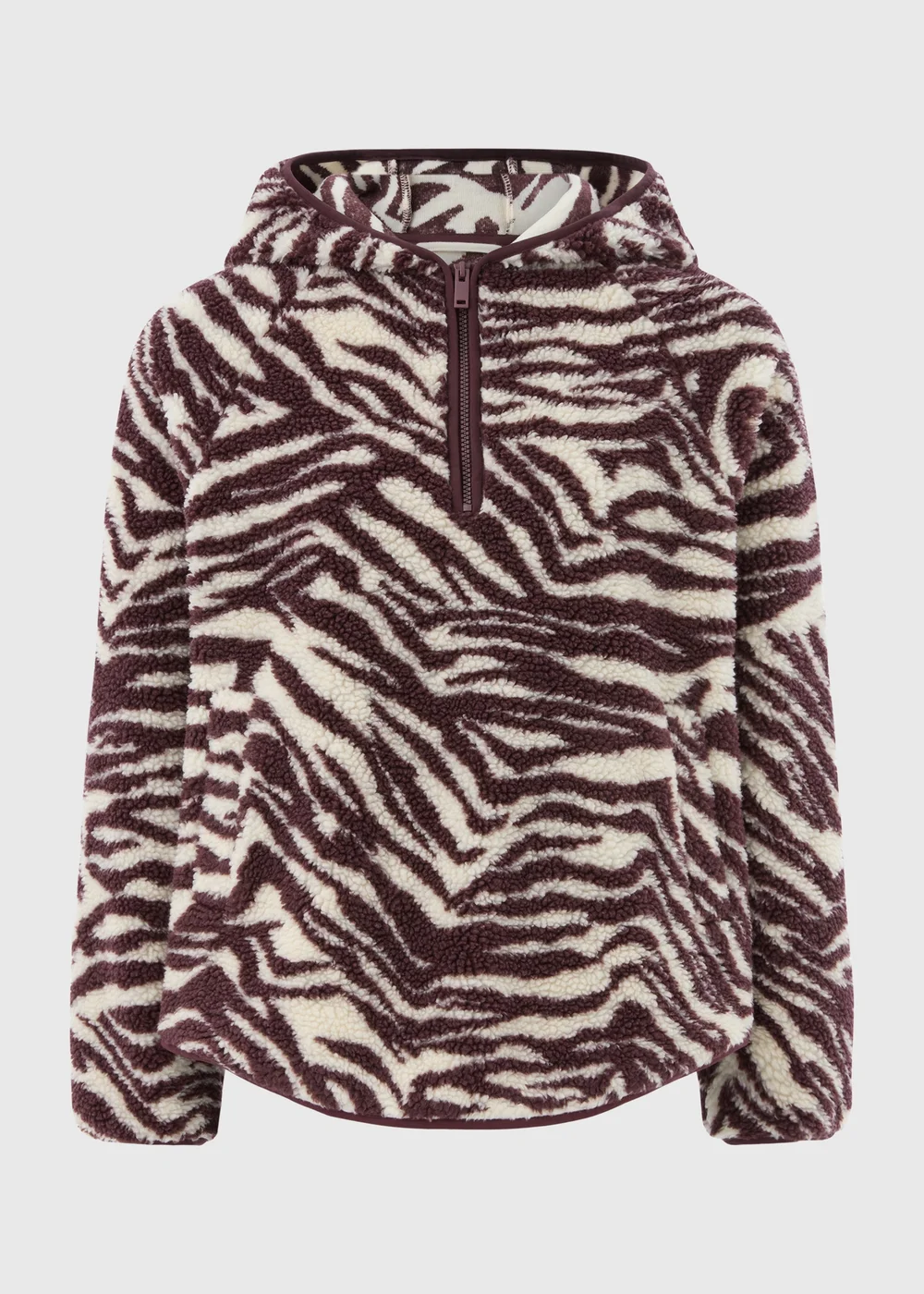 Burgundy Zebra Fleece Hoodie - S Image 3