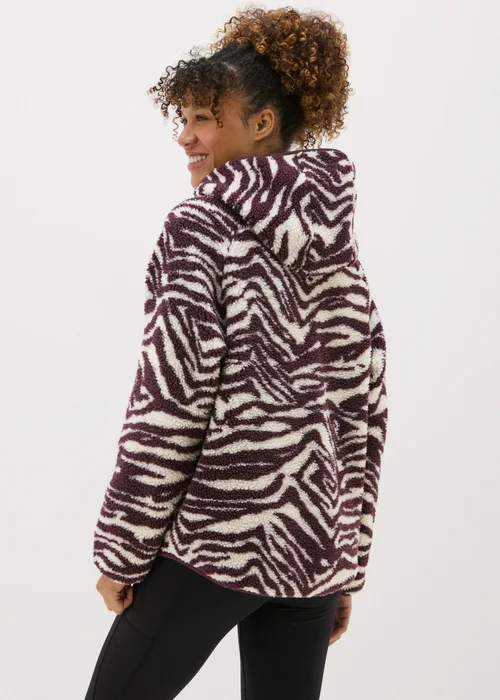 Burgundy Zebra Fleece Hoodie - S Image 2