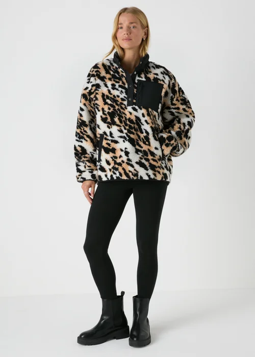 Cream Animal Borg Funnel Fleece - S Image 1