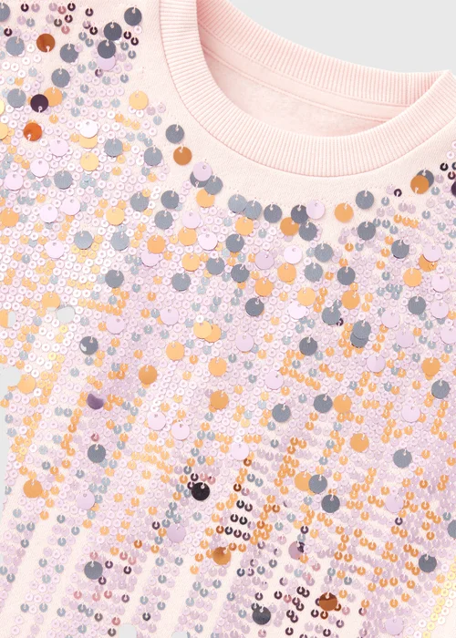Girls Pink Sequin Sweatshirt Dress (1-7yrs) - 1 half year to 2 Image 2
