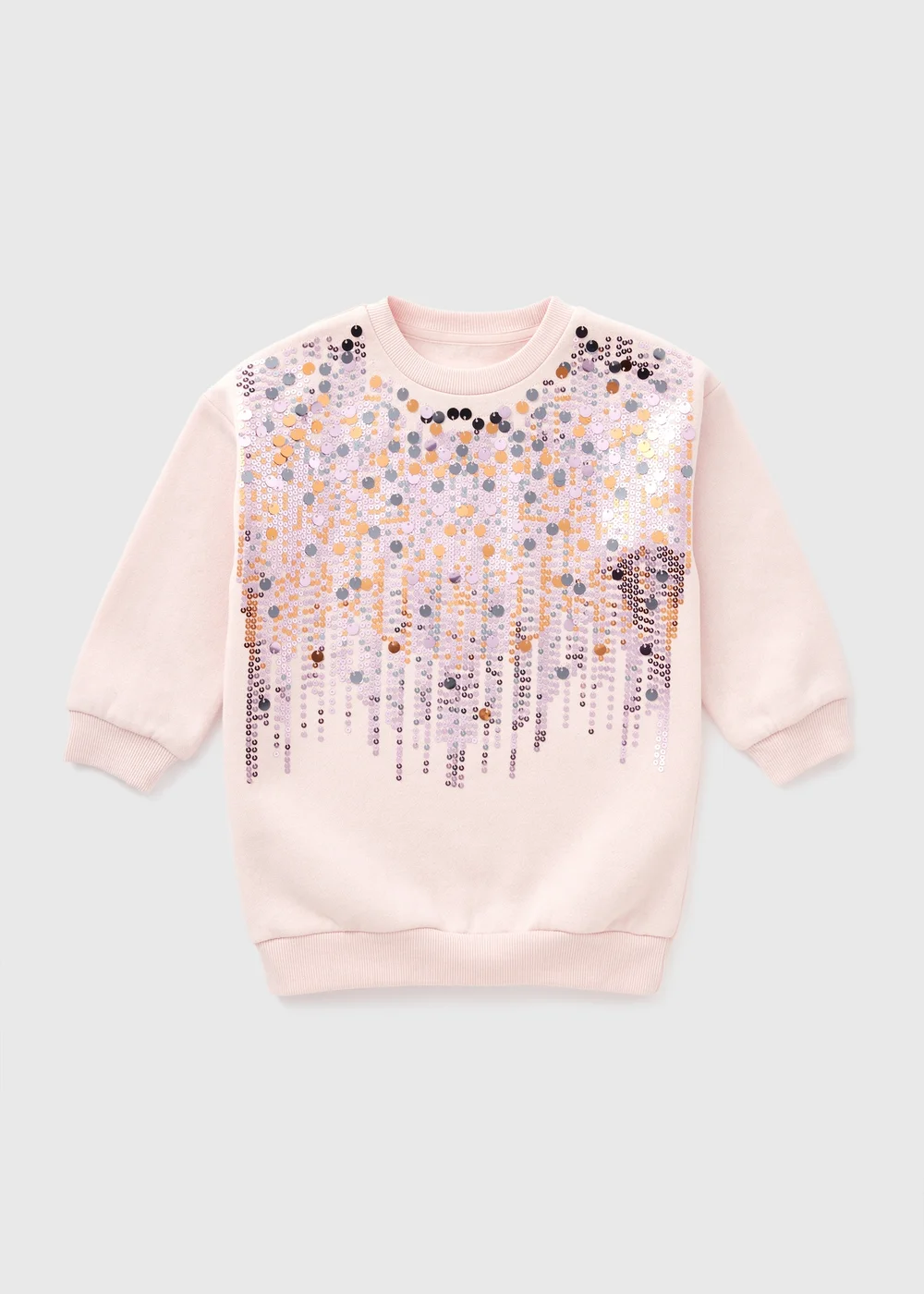 Girls Pink Sequin Sweatshirt Dress (1-7yrs) - 1 half year to 2 Image 1