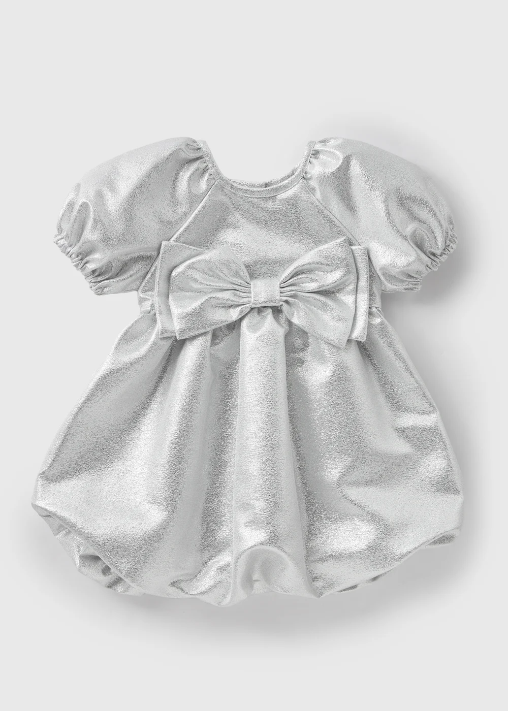 Girls Silver Foil Bow Dress (1-7yrs) - Age 2 - 3 Years Image 1