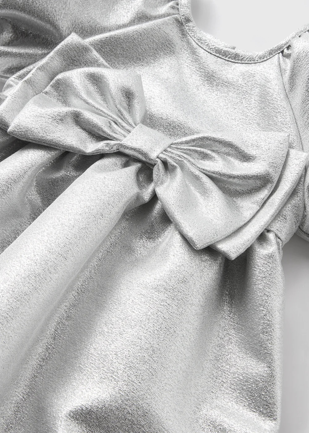 Girls Silver Foil Bow Dress (1-7yrs) - Age 2 - 3 Years Image 2