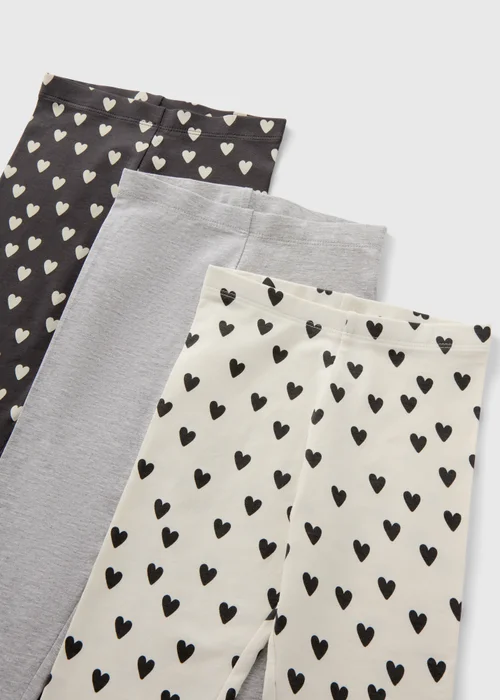 3 Pack Multicolour Heart Leggings - 1 half year to 2 Image 2