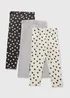 3 Pack Multicolour Heart Leggings - 1 half year to 2 Image 1