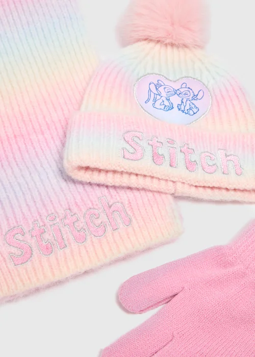 Disney Kids Pink Stitch Hat, Gloves & Scarf Set (3-10yrs) - Age 3 - 6 Years Image 2