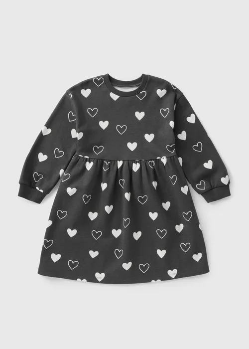 Girls Charcoal Heart Sweater Dress (1-7yrs) - 1 half year to 2 Image 1