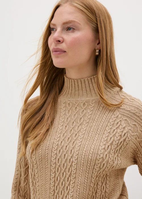 Et Vous Camel Cable Knitted Jumper - S Image 3