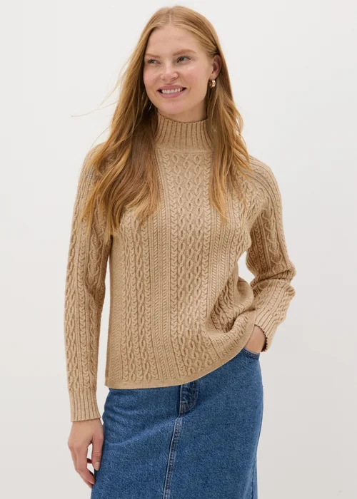 Et Vous Camel Cable Knitted Jumper - S Image 1