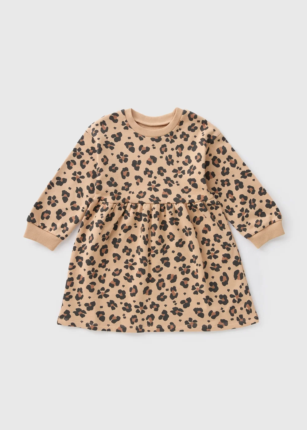 Girls Brown Leopard Sweater Dress (1-7yrs) - 1 half year to 2 Image 1