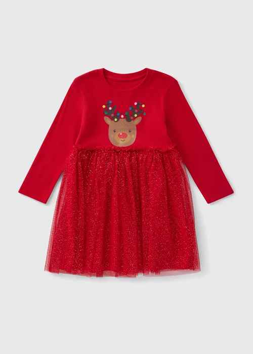 Girls Red Christmas Tutu Dress (1-7yrs) - 1 half year to 2 Image 1