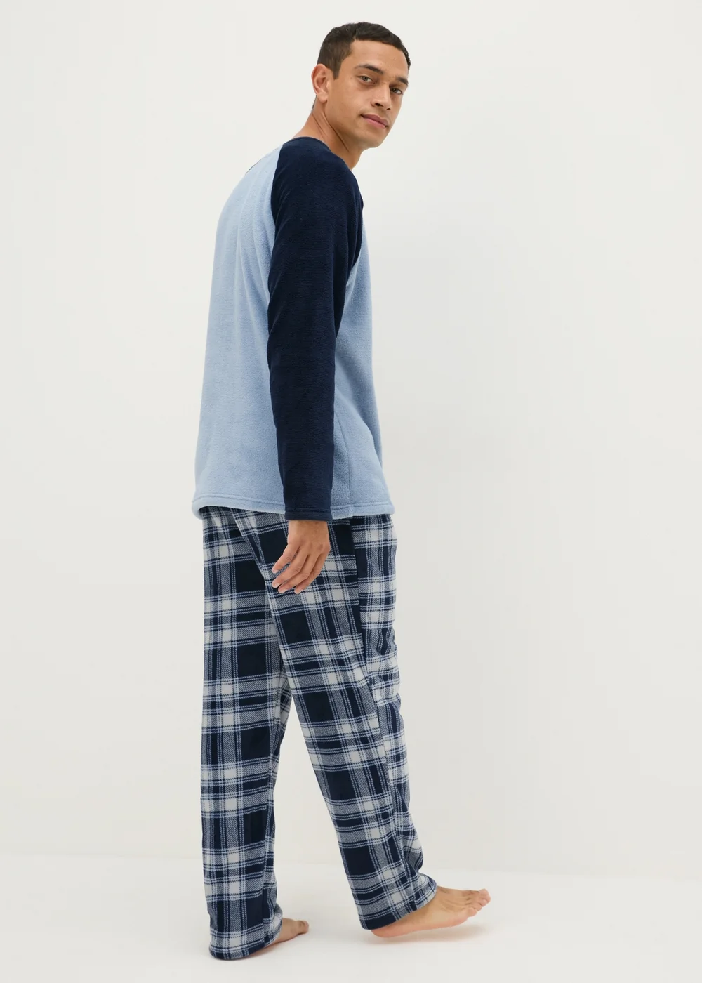 Blue Check Fleece Pyjama Set - Extra small Image 2