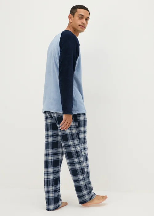 Blue Check Fleece Pyjama Set - Extra small Image 2
