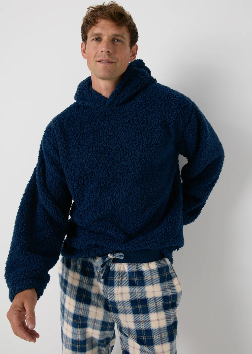 Blue Check Hooded Fleece Pyjama Set - Extra small Image 2
