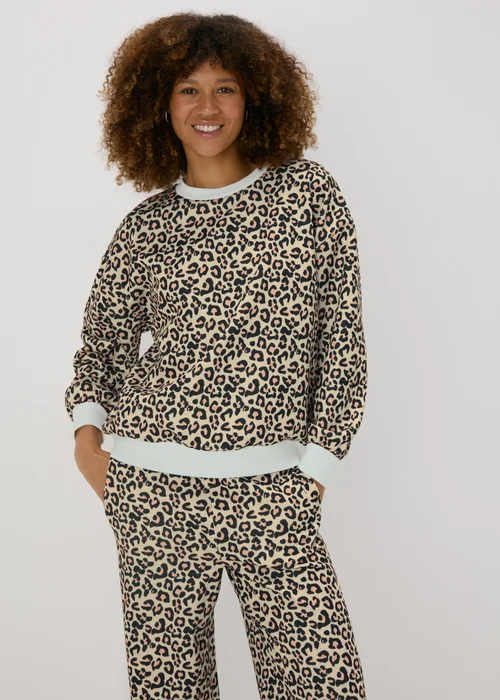Brown Leopard Print Sweatshirt - S Image 3