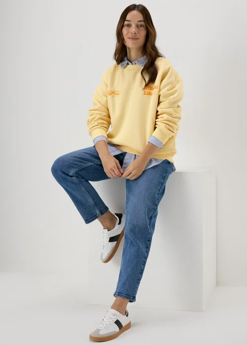 Yellow Vintage Print Sweatshirt - S Image 4