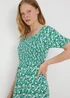 Green Floral Swing Midi Dress - Size 8 Image 3