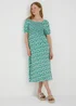 Green Floral Swing Midi Dress - Size 8 Image 1