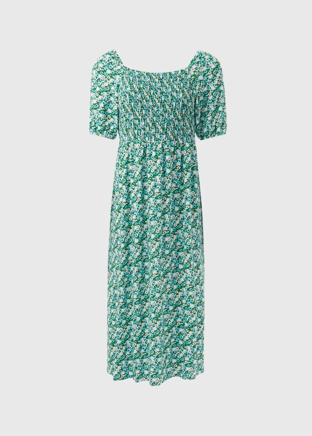 Green Floral Swing Midi Dress - Size 8 Image 5