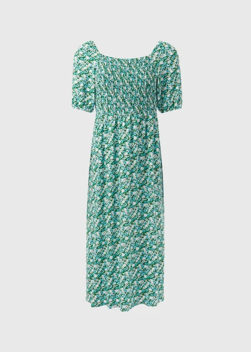 Green Floral Swing Midi Dress - Size 8 Image 5