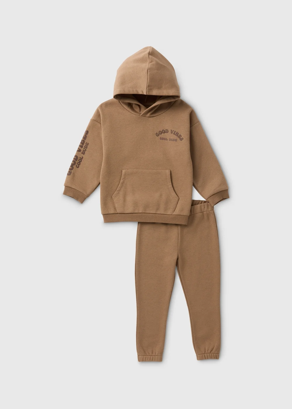 Boys Brown Printed Hoodie & Jogging Bottoms Set (1-7yrs) - 1 half year to 2 Image 1