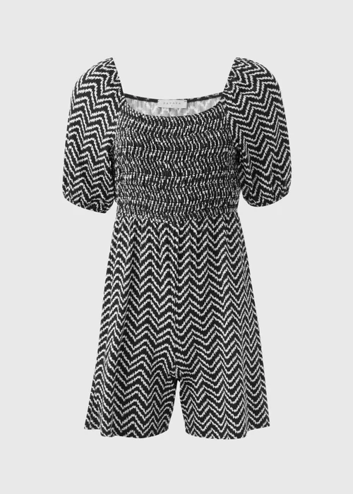 Black Mono Shirred Bodice Playsuit - 8 Image 5