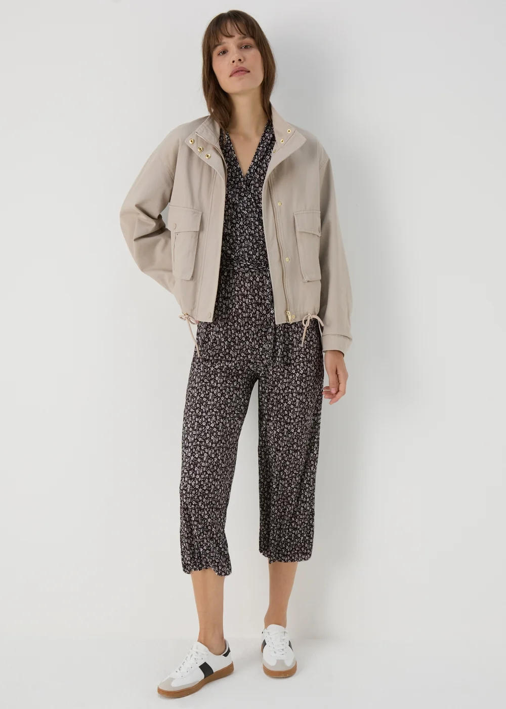 Black Daisy Print Plisse Jumpsuit - 8 Image 4