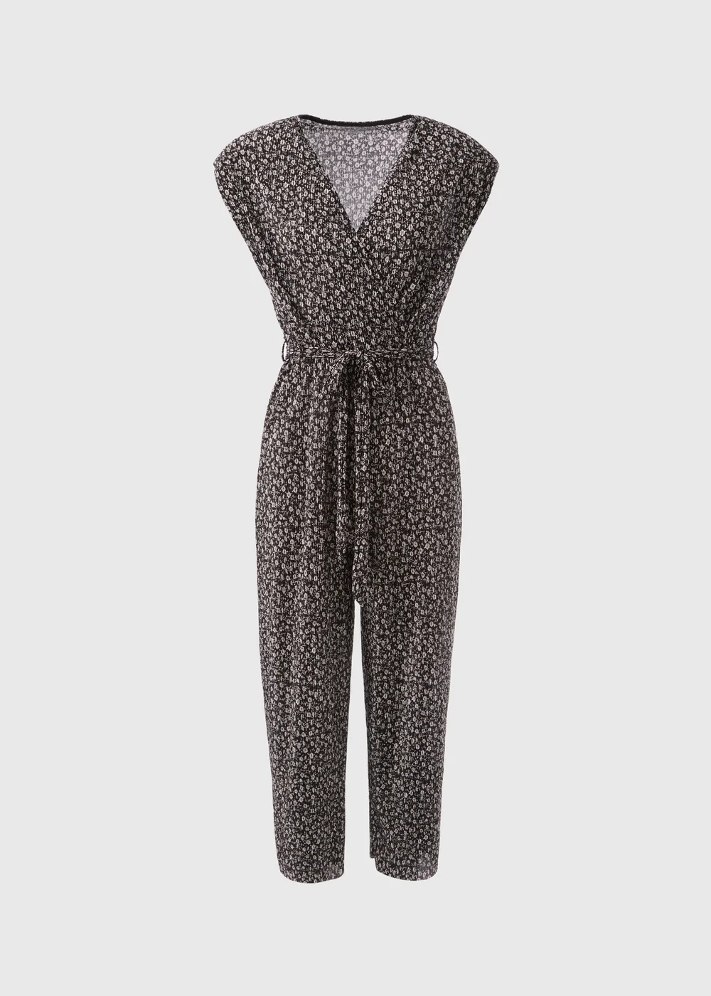Black Daisy Print Plisse Jumpsuit - 8 Image 5