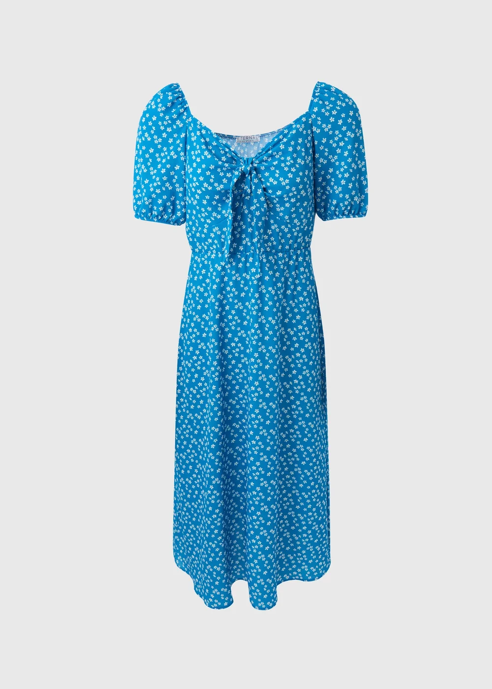 Blue Floral Tie Front Midi Dress - 8 Image 5