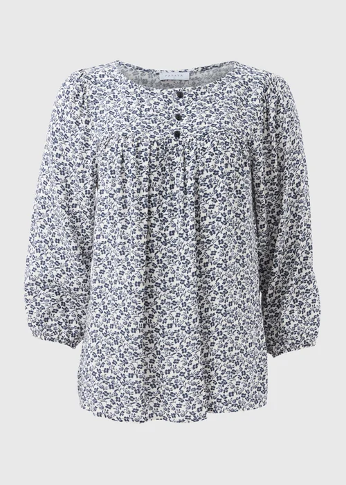 Cream Floral Button Detail Blouse - Size 8 Image 5