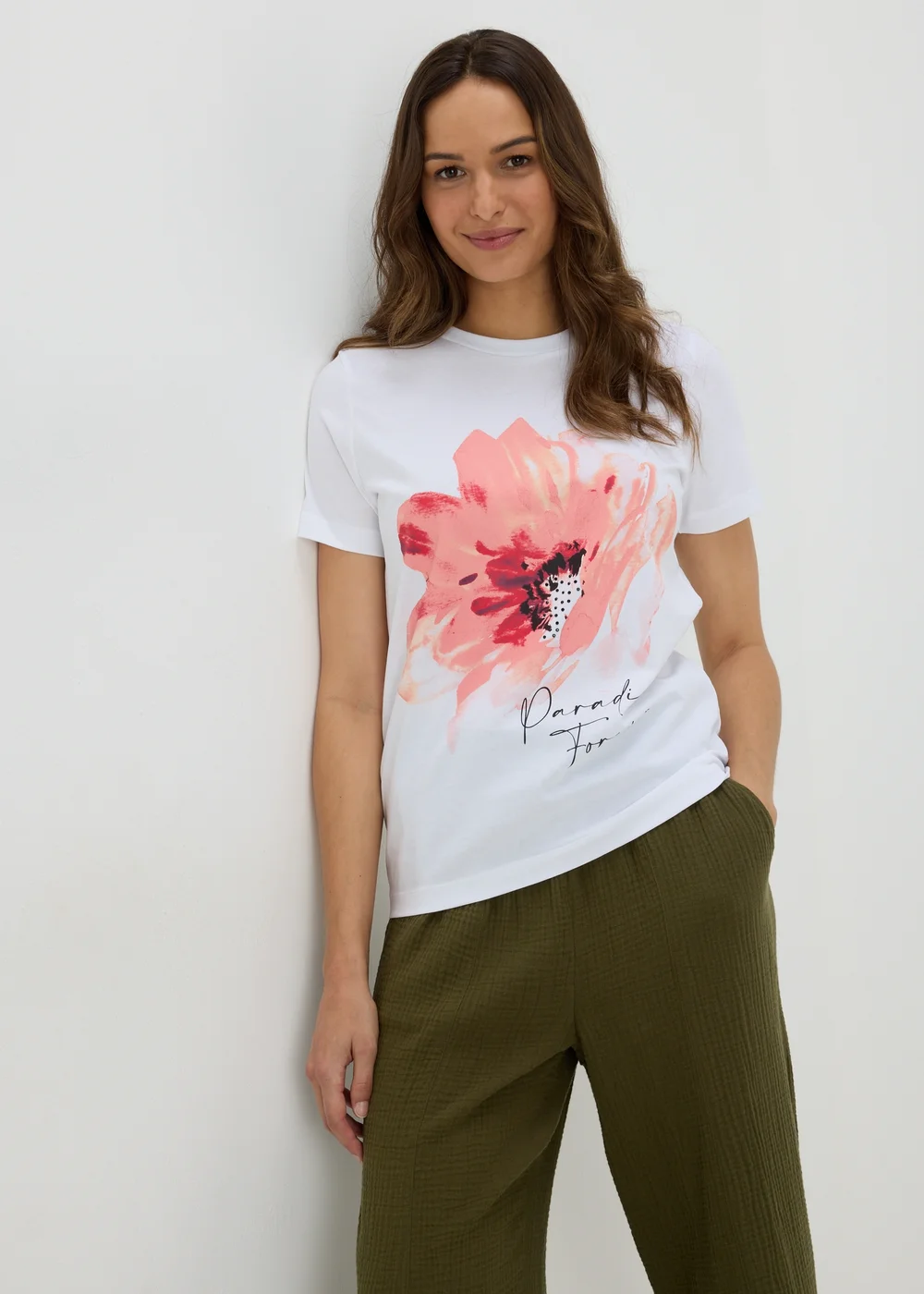 White Flower Graphic T-Shirt - 8 Image 3